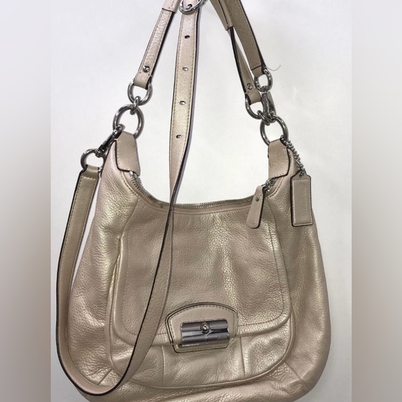 Coach Luminescent Champagne Leather Bag Crossbody Satchel Shoulder - Picture 1 of 9